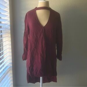 Women's Red Shirtdress Long Sleeve Size S